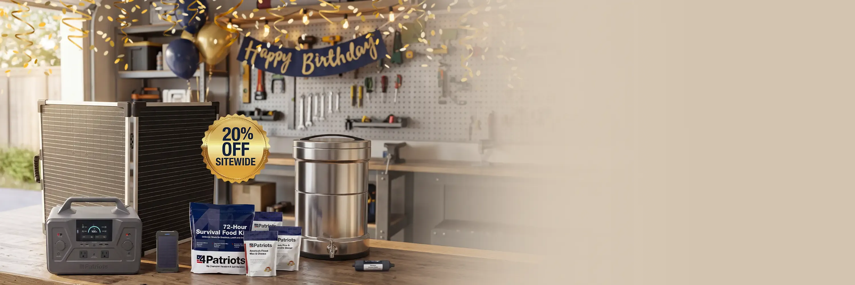 A man with his Patriot Power Solar Generator 2200X with 2 free Solar Panels