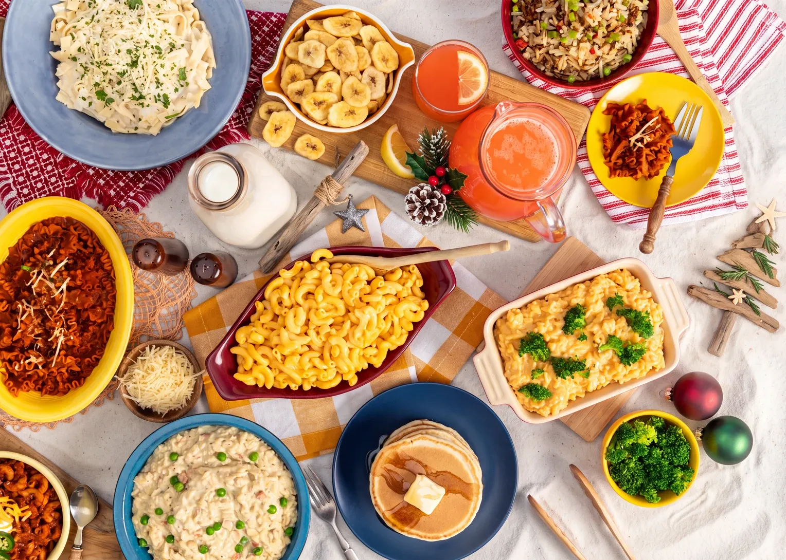 A table set with food all made from the 3-Month Emergency Survival Food Kit