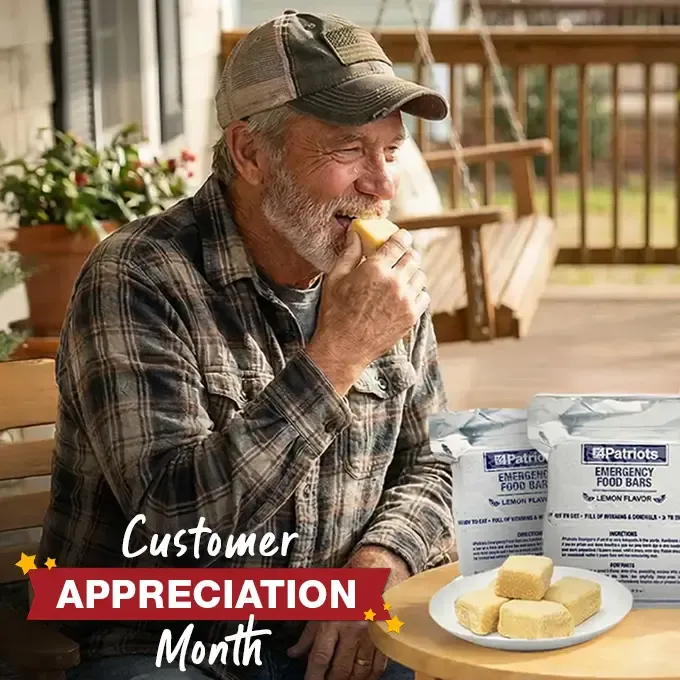 Food Ration Bars A man eating emergency food ration lemon bars