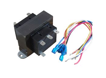 Primary Volts 120/208/240V. Secondary Volts 24V. 1/4in Quick Connects. 50/60Hz. 40 Output VA. Foot Mount. Terminal Connection. Made in China.
