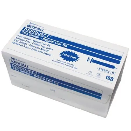 Syringe 3 mL Sterile Regular Tip, 100/Bx