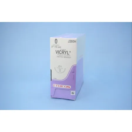 Suture Vicryl 0 Undyed Braided 27" CT-1 Taper Point 1/2 Circle, 36/Bx