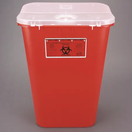Sharps Container 11 Gal Hinged Lid Red, Ea