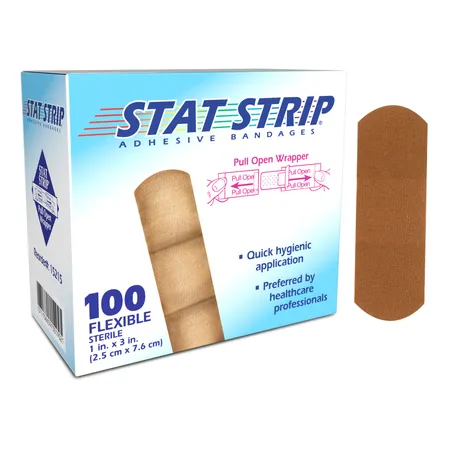 Bandage Adhesive Fabric Stat Strip 1" x 3", 100/Bx
