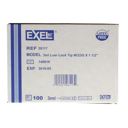 Syringe Low Dead Space 3 mL 23G x 1.5" Luer Lock, 100/Bx
