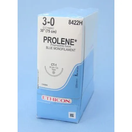 Suture Prolene 3-0 Blue Mono 30" CT-1 Taper Point 1/2 Circle, 36/Bx