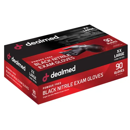 Glove Exam Nitrile N/S PF XX-Large Black, 90/Bx