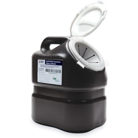 Sharps Container 3 Gal RCRA Large Funnel Black, 12/Cs
