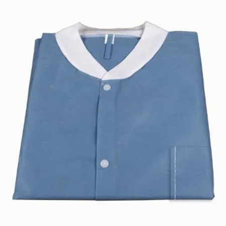 Lab Coat w/Pockets SMS Blue Large Disposable, 30/Cs