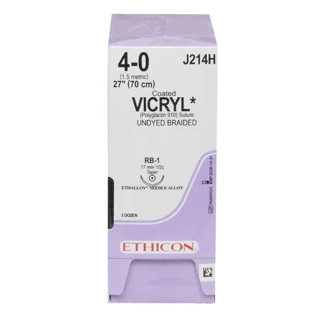 Suture Vicryl 4-0 Undyed Braided 27" RB-1 Taper Point 1/2 Circle, 36/Bx
