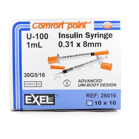 Insulin Syringe 0.3 mL 31G x 5/16", 100/Bx