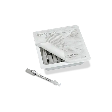 Allergist Tray, Safety, 1 mL,SafetyGlide,27G x 3/8", Intradermal Bevel, 25/Tr