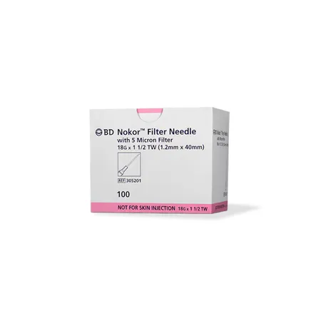 Filter Needle 18G x 1½" Thin Wall, Nokor Point, 5 Mic, 100/Bx