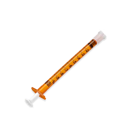 Oral Syringe 1 mL Tip Cap Amber, 100/Pk