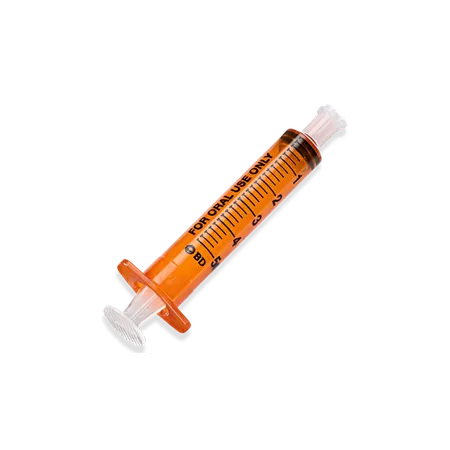 Oral Syringe 5 mL Tip Cap Amber, 100/Pk