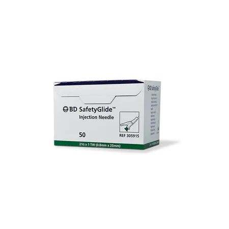 Needle Safety Hypodermic, 21G x 1" Regular Bevel, SafetyGlide, 50/Bx