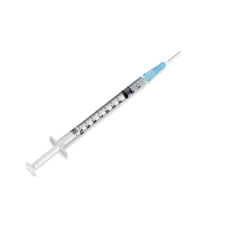 TB Syringe 1 mL 25G x ⅝" Detachable Needle, 100/Bx