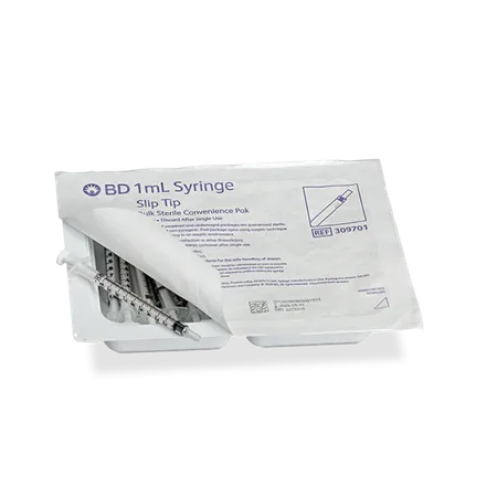 Syringe, 1 mL, Luer Slip Tip, Sterile Convenience Tray Pak, 25 Tray 12/Bx
