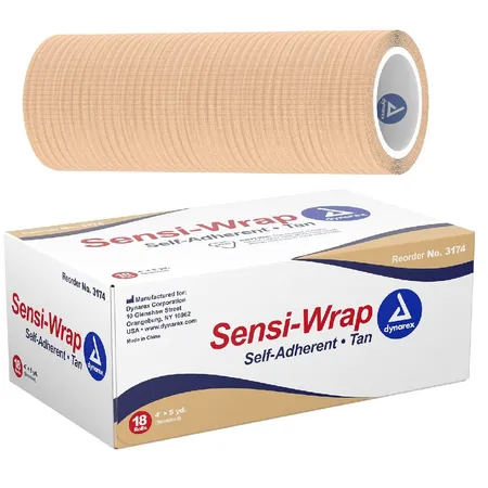 Sensi Wrap, Self-Adherent, 4" x 5 yds, Tan, Latex, 18/Cs