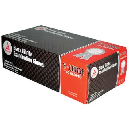 Glove Exam Nitrile N/S XX-Large, PF Black, 10 Bxs/Cs