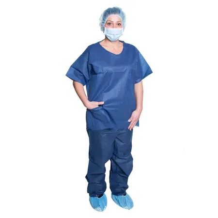 Scrub Shirt Disposable N/S Medium Dark Blue, 50/Cs