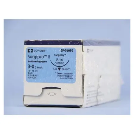 Suture, Premium Reverse Cutting, Size 6-0, Blue, 18", Needle P-13, 3/8 Circle, 1 dz/bx