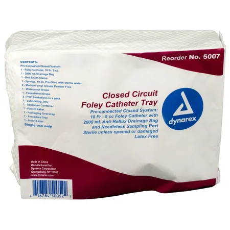 Foley Catheter Tray Closed Circuit 18 FR, 10/Cs