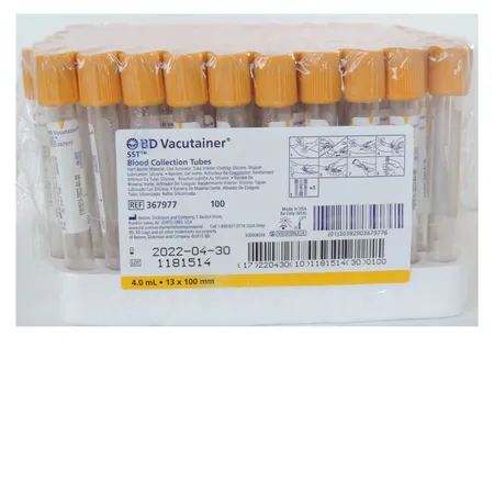 Vacutainer Tube, Hemogard Closure, 13mm x 100mm, 4.0mL, 100/Bx 10/cs