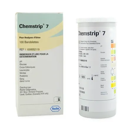 Urine Test Strips Chemstrip 7 Leukocytes, pH, Protein, Glucose, Nitrite, Ketone, Blood, CLIA-waived, 100/Ea