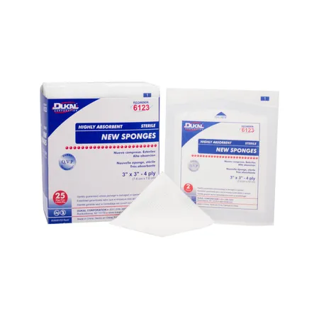 Gauze Sponge Non-Woven Sterile 3" x 3" 4-Ply 2's, 25/Bx