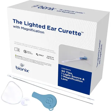 Ear Curette, ClearLook Lighted CeraSpoon, W/ Light Source and Magnifying Lens, 50/Bx