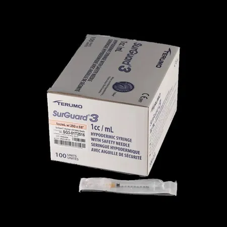 Syringe Safety 3 mL 25G x 1", 100/Box