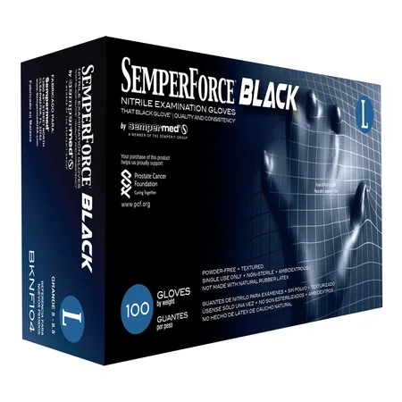 Glove Exam Nitrile N/S PF Black Large, 100/Bx
