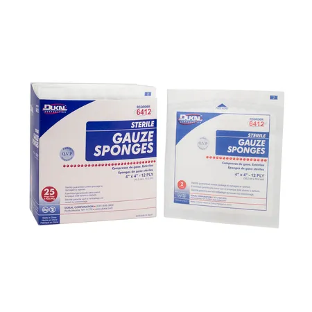 Gauze Sponge Woven Sterile 4" x 4" 12-Ply 2's 25/Pk, 24/Cs