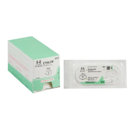 Suture Nylon 4-0 Black Mono 18" FS-2 Reverse Cutting 3/8 Circle, 12/Bx