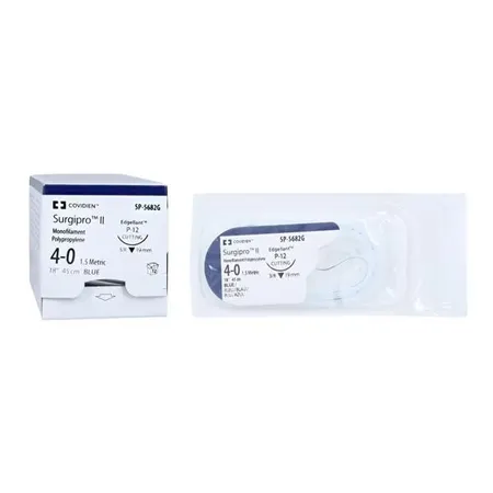 Suture, Premium Reverse Cutting, Size 4-0, Blue, 18", Needle P-12, 3/8 Circle, 1 dz/bx