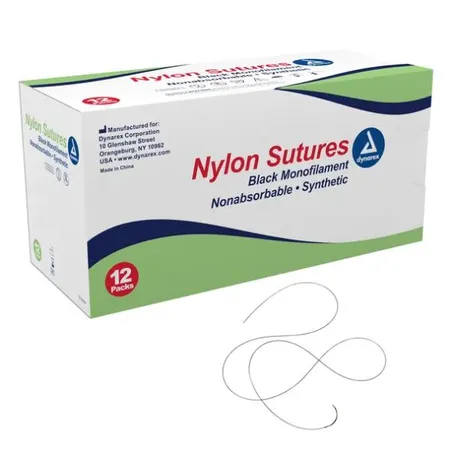Suture Nylon 3-0 Black Mono 18" C7, 12/Bx