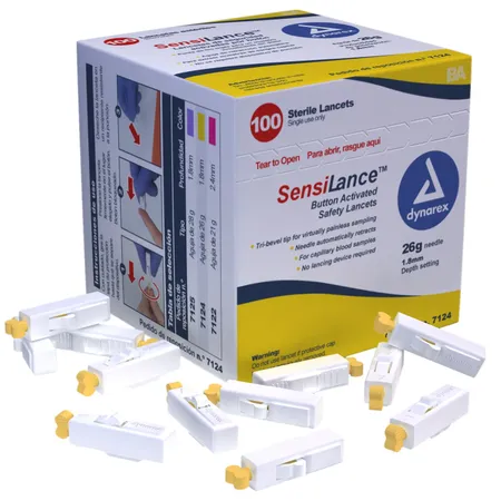 Lancets Safety Sterile 26G x 1.8 mm Button, 100/Bx