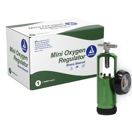 CGA870 Mini Oxygen Regulator - 0-25 LPM, Barb Outlet, Ea.