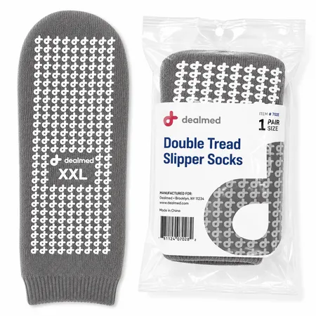 Slipper Socks XXL Grey, Double tread, 48/Cs