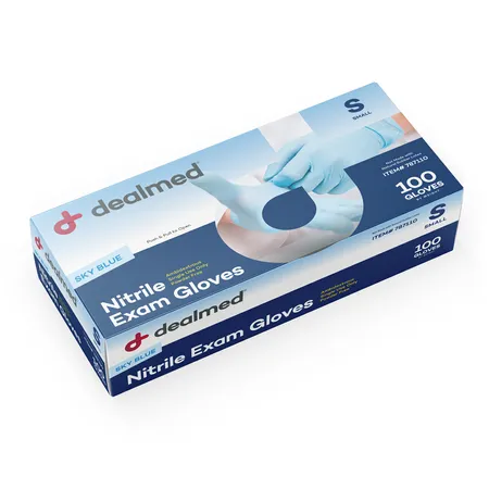 Glove Exam Nitrile Sky Blue, Small, 100/Bx