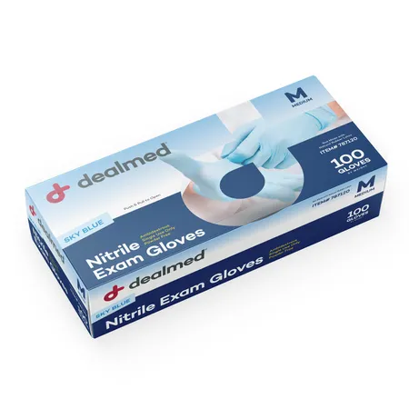 Glove Exam Nitrile Sky Blue, Medium, 100/Bx
