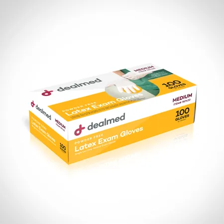 Glove Exam Latex N/S Natural Medium, 100/Box