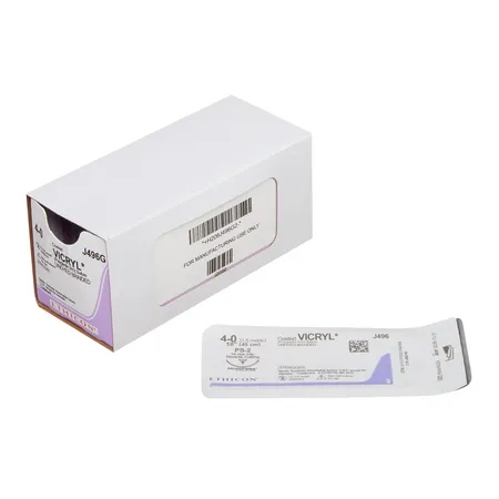 Suture Vicryl 3-0 Undyed Braided 18" PS-2 Reverse Cutting 3/8 Circle, 12/Bx