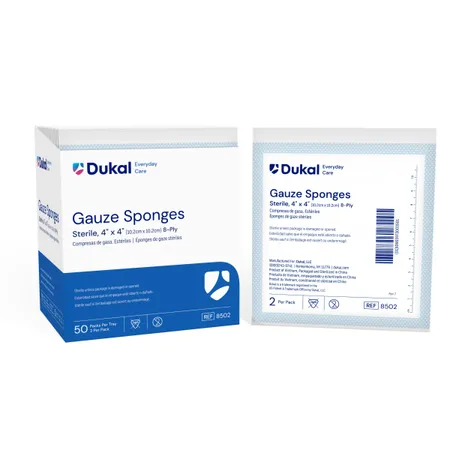 Gauze Sponge Basic Care Woven Sterile 4" x 4" 8-Ply 2's, 50/Bx