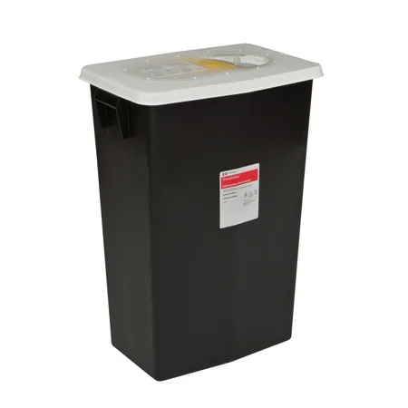 Hazardous Waste Container, Slide Lid, Black, 8 Gallon, Ea.