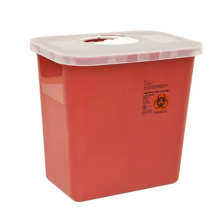 Sharps Container 5 Qt Rotor Opening Round Red, Ea