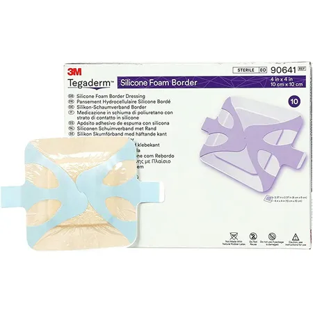 Dressing Silicone Foam Border 4" x 4" 10/Bx, 6/Cs