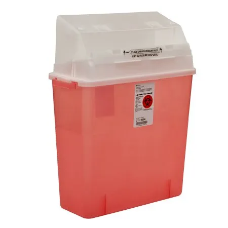 Sharps Container 3 Gal Horizontal Entry Transparent Red, 12/Case