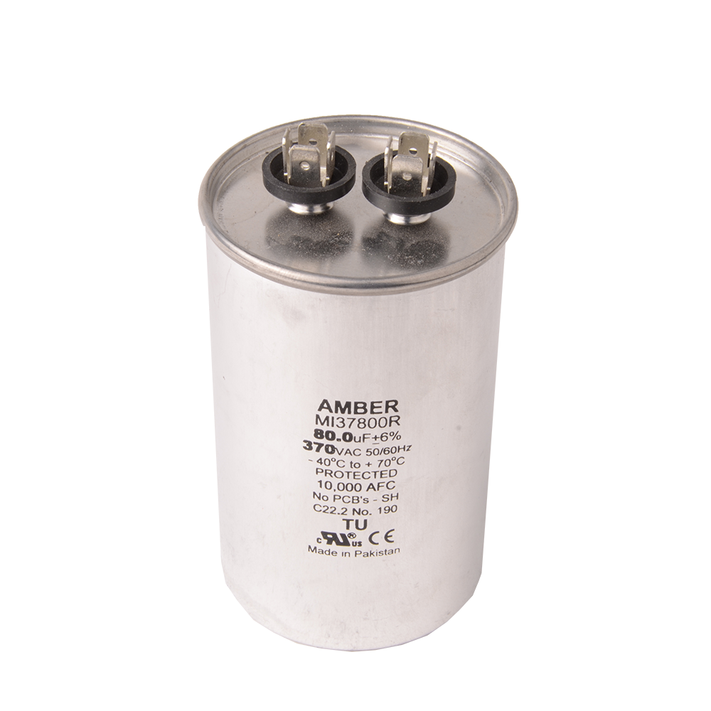 Mtr. Run Cap, Rnd, 80uf 370v